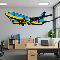Вінілова інтер'єрна наклейка кольорова декор на стіну, шпалери та інші поверхні "Український Літак" з оракалу