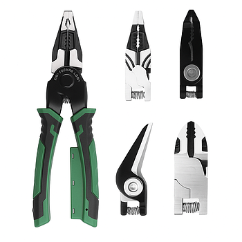 Багатофункціональні плоскогубці 5в1, SJP 8029  / Універсальні плоскогубці / Пасатижі зі змінними насадками