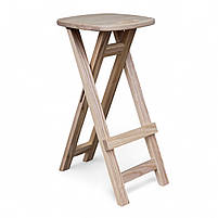 Високий розкладний барний дерев'яний табурет з підніжкою Стілець із натурального дерева Квадратний ЯСЕН, фото 2