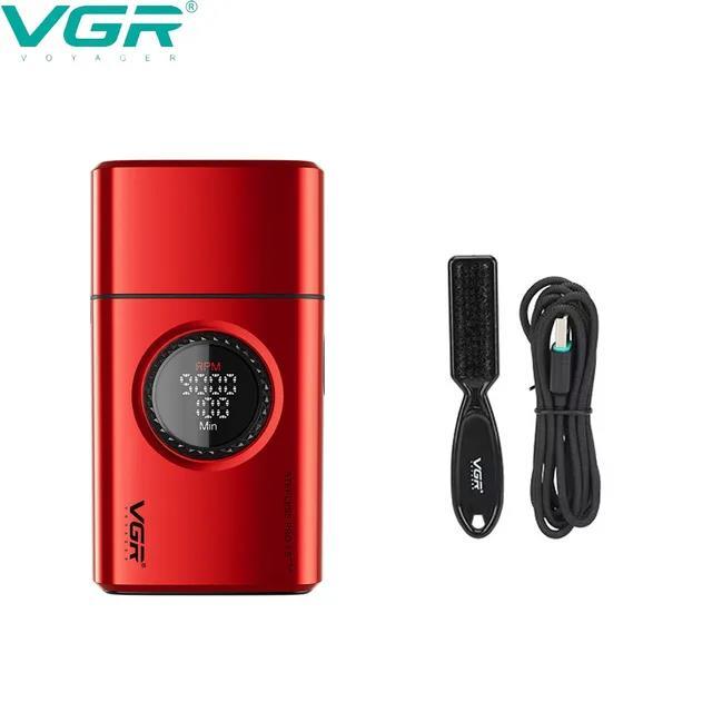 Електробритва VGR V-377 RED - подвійне лезо, 7000-9000 RPM, LED дисплей, потужний шейвер для чоловіків