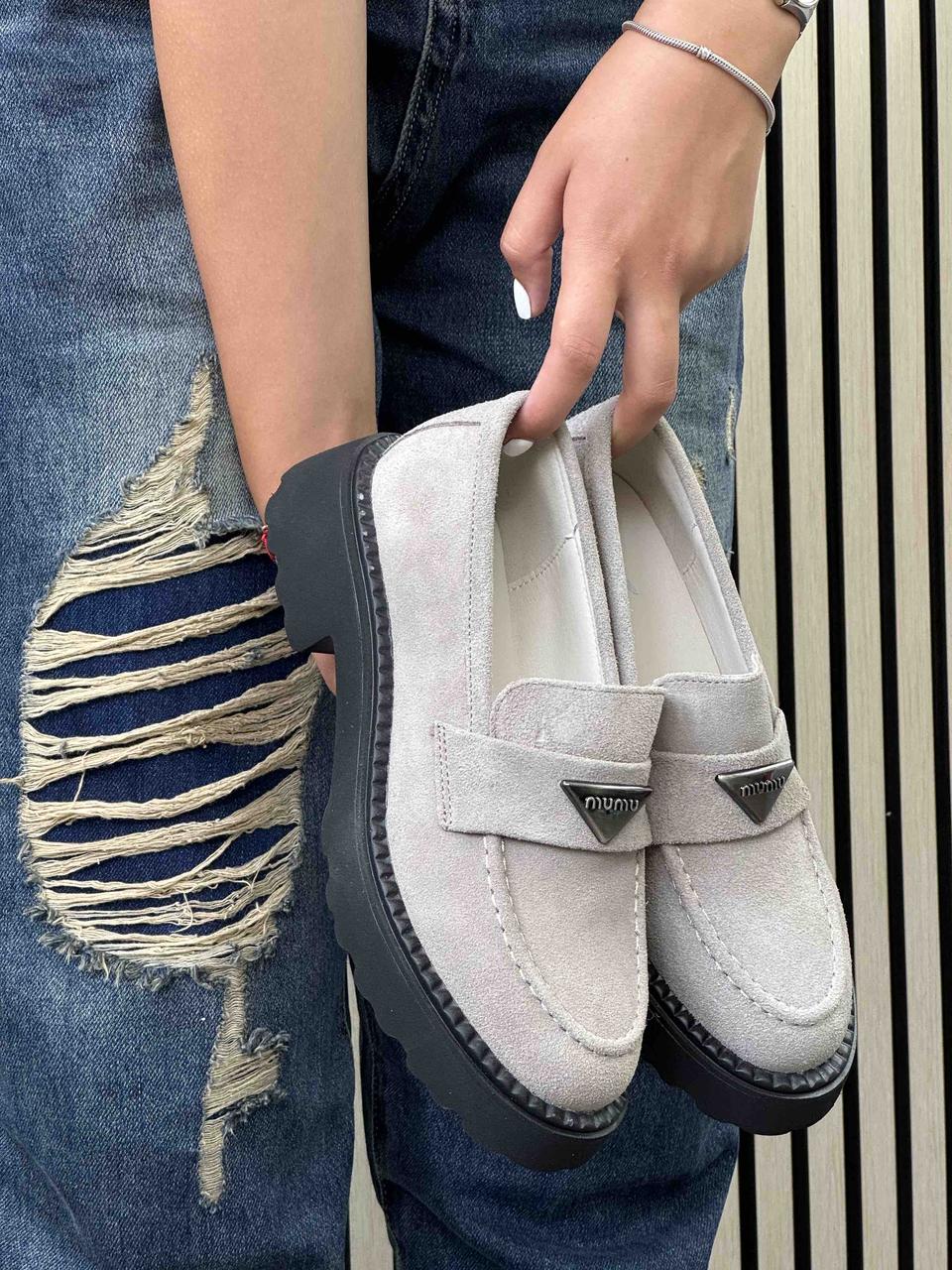 Туфлі лофери " ШКІРА " жіночі 6 пар у ящику сірого кольору 37-41, фото 1