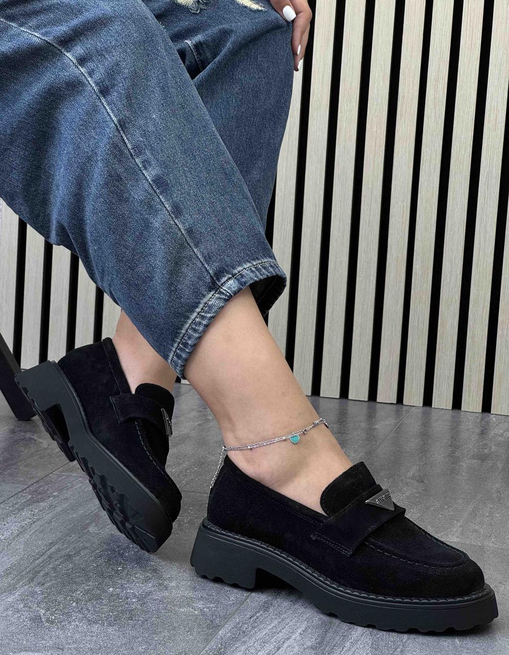 Туфлі лофери " ШКІРА " жіночі 6 пар у ящику чорного кольору 37-41, фото 1