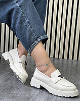 Туфлі лофери " ШКІРА " жіночі 6 пар у ящику бежевого кольору 37-41, фото 5