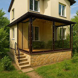 М'яке ПВХ вікно для альтанки тоноване 1,2х1,5 м, м'яке (гнучке) вікно ПВХ на терасу, балкон -UKMarket-