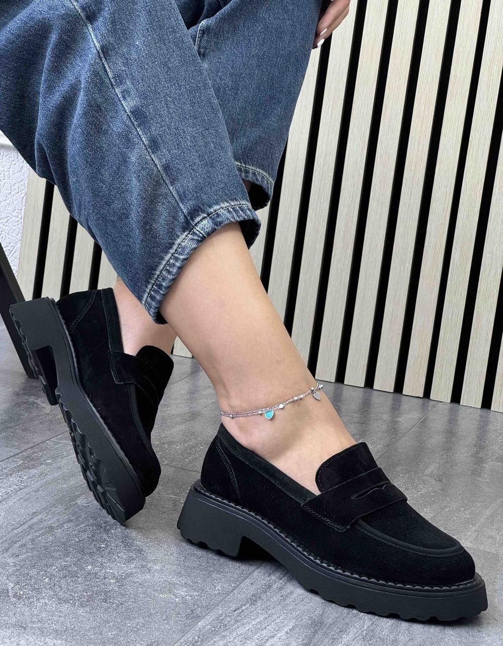 Туфлі лофери " ШКІРА " жіночі 6 пар у ящику чорного кольору 37-41, фото 1