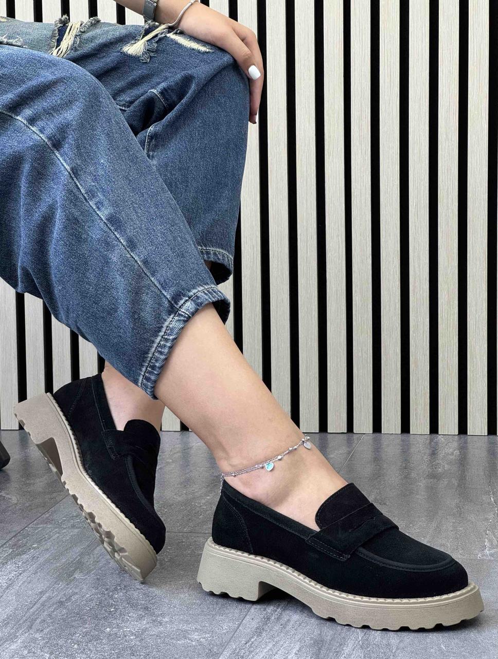 Туфлі лофери " ШКІРА " жіночі 6 пар у ящику чорного кольору 37-41, фото 1