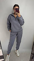 Флісовий спортивний костюм на замку Сірий XS-S