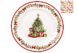 Тарілка десертна новорічна порцелянова Різдвяна ялинка 19 см BonaDi