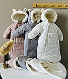 Зимовий комбінезон для новонароджених із шапочкою, комбінезон від 0 до 6 місяців Angelok-child, фото 5