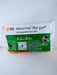 Інсуліновий Шприц BD Micro-fine Plus Demi 0,3 ml 6mm 31G- Мікро-Файн Плюс Демі 6mm 31г