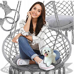 Садове підвісне крісло-качалка BOHO з подушкою сірий 290010