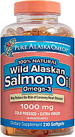 Риб'ячий жир Pure Alaska Omega: олія дикого лосося, 210 капсул по 1000 мг, для здоров'я серця, мозку та суглобів