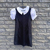 Сарафан шкільний, чорний з гіпюром