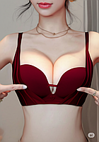 Бюстгальтер з пуш ап 32АВ/70 глибоке декольте бра безшовні Амплуа бордовий