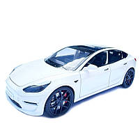 Машинка метал Tesla model 3 біла Тесла 1:24 відкр двері баг капот звук світло 18,5*6*8,5см (EL-94022), фото 2