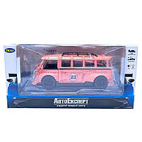 Машинка метал Volkswagen Type 2 VW кемпінг Bus брожева Фольксваген 1:32 відкр двері баг капот звук світло 14,5*6,6*5,5см, фото 9