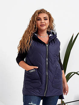 Жіноча трендова жилетка на молнії з капюшоном (Батал)