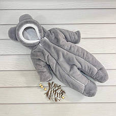 Дитячий теплий чоловічок комбінезон Тедді осінь весна зима 3-6 міс 62-68 розмір, фото 3