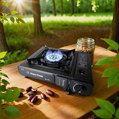 Портативна газова плита для дому та кемпінгу туристична похідна пічка балонний пальник п'єзопідпал кейс