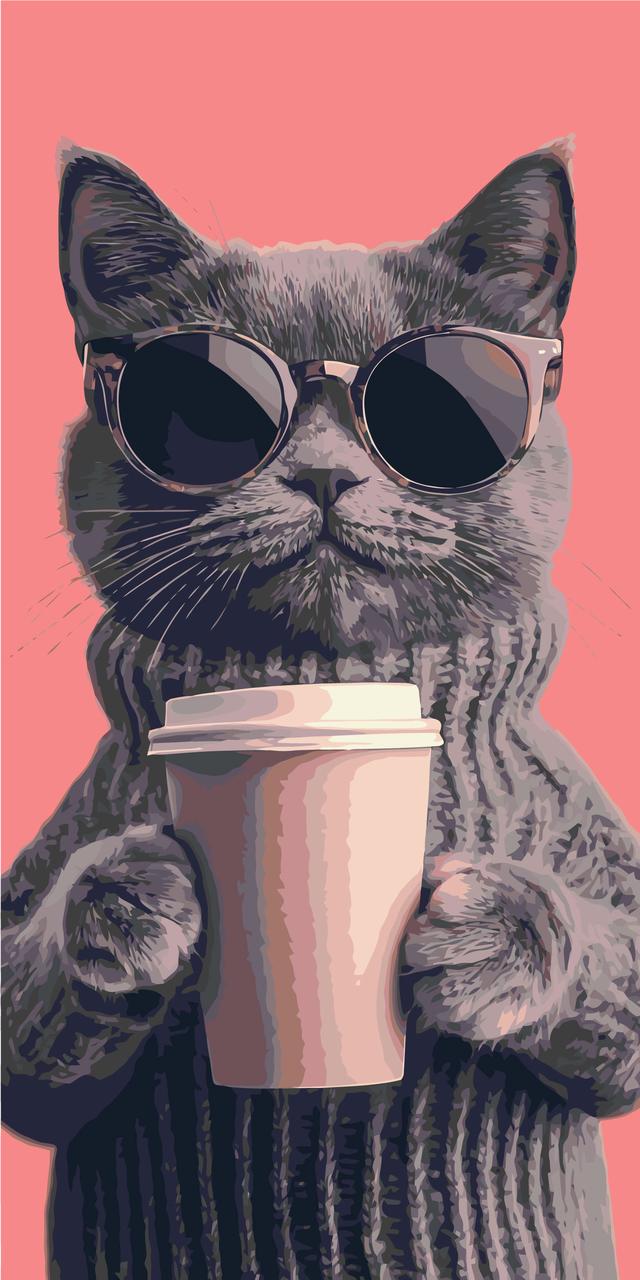 Картина за номерами Тварини. Котячий вайб 40*80 см Орігамі LW 5156, фото 1