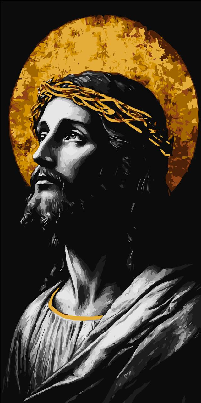 Картина за номерами Релігія. Образ Спасителя з фарбами металік 40*80 см Орігамі LW 5158, фото 1