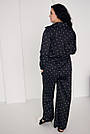 Піжама жіноча ШОВКОВА БРЮКИ ПАЛАЦО ТА СОРОЧКА S-3XL ЧОРНА БІЛІ СЕРЦЯ 915, фото 2
