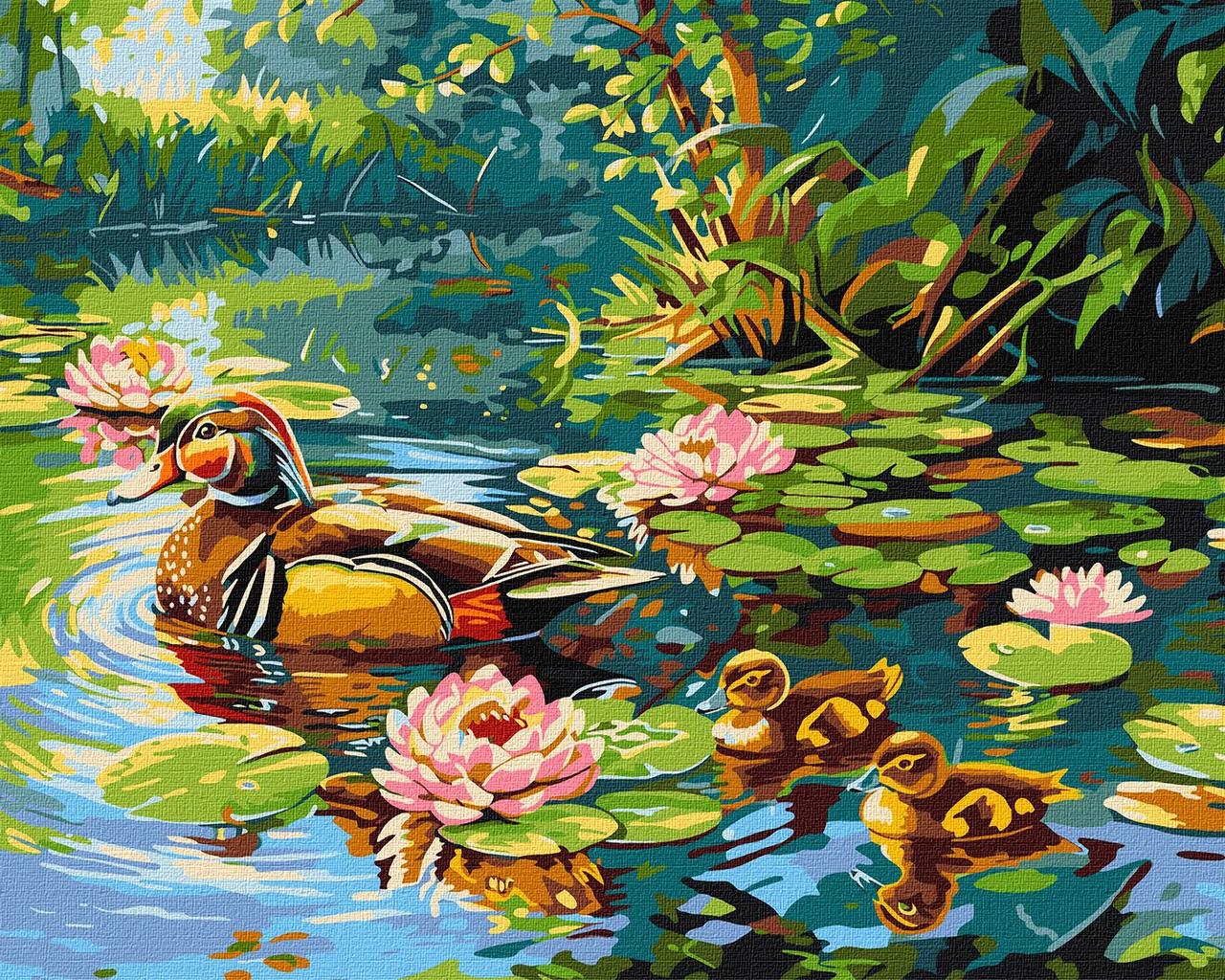 Картина за номерами Пейзаж. Сім'я качок 40*50 см Ідейка KHO 6656, фото 1