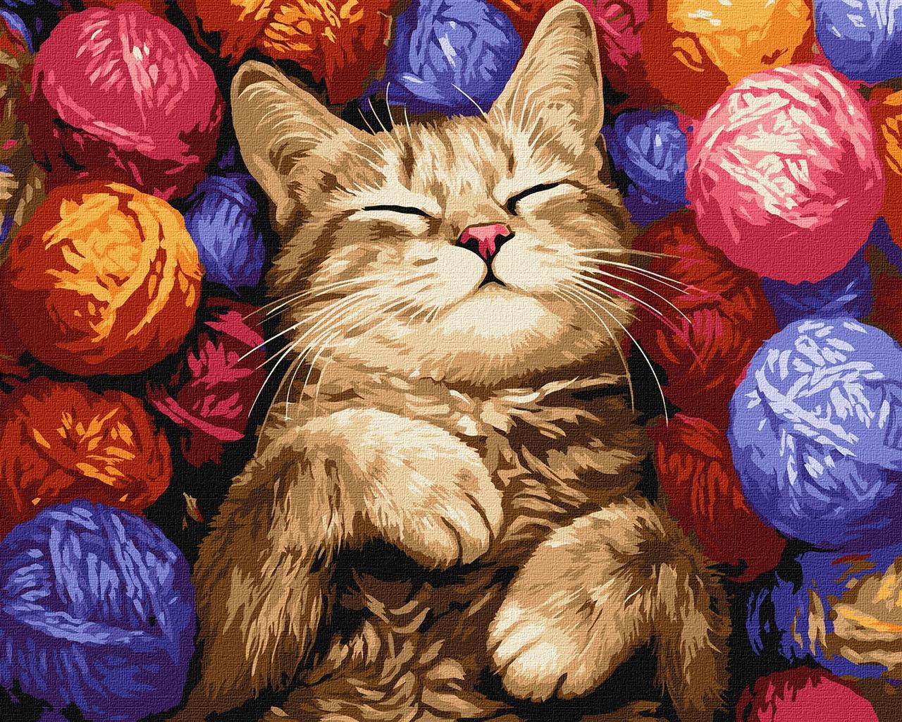 Картина за номерами Спляче кошеня. тварини 40*50 см Ідейка KHO 6710, фото 1