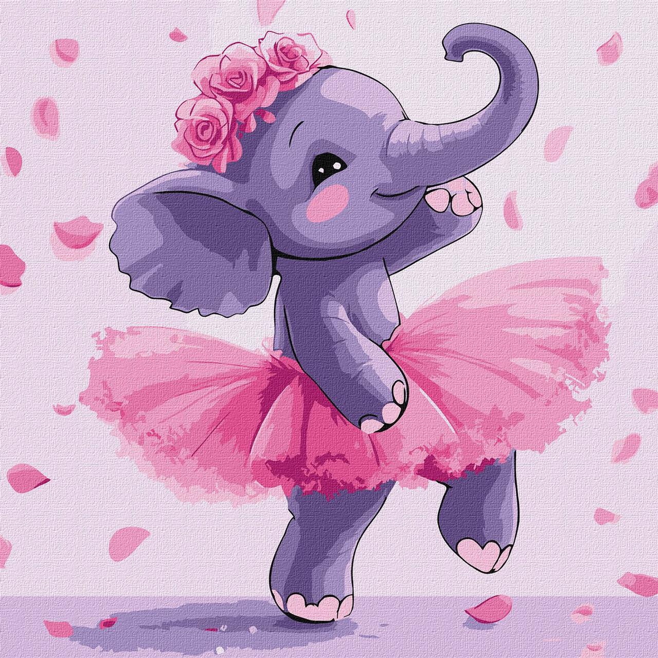 Картина за номерами Для дітей. Миле слоненя 30*30 см Ідейка KHO 6723, фото 1