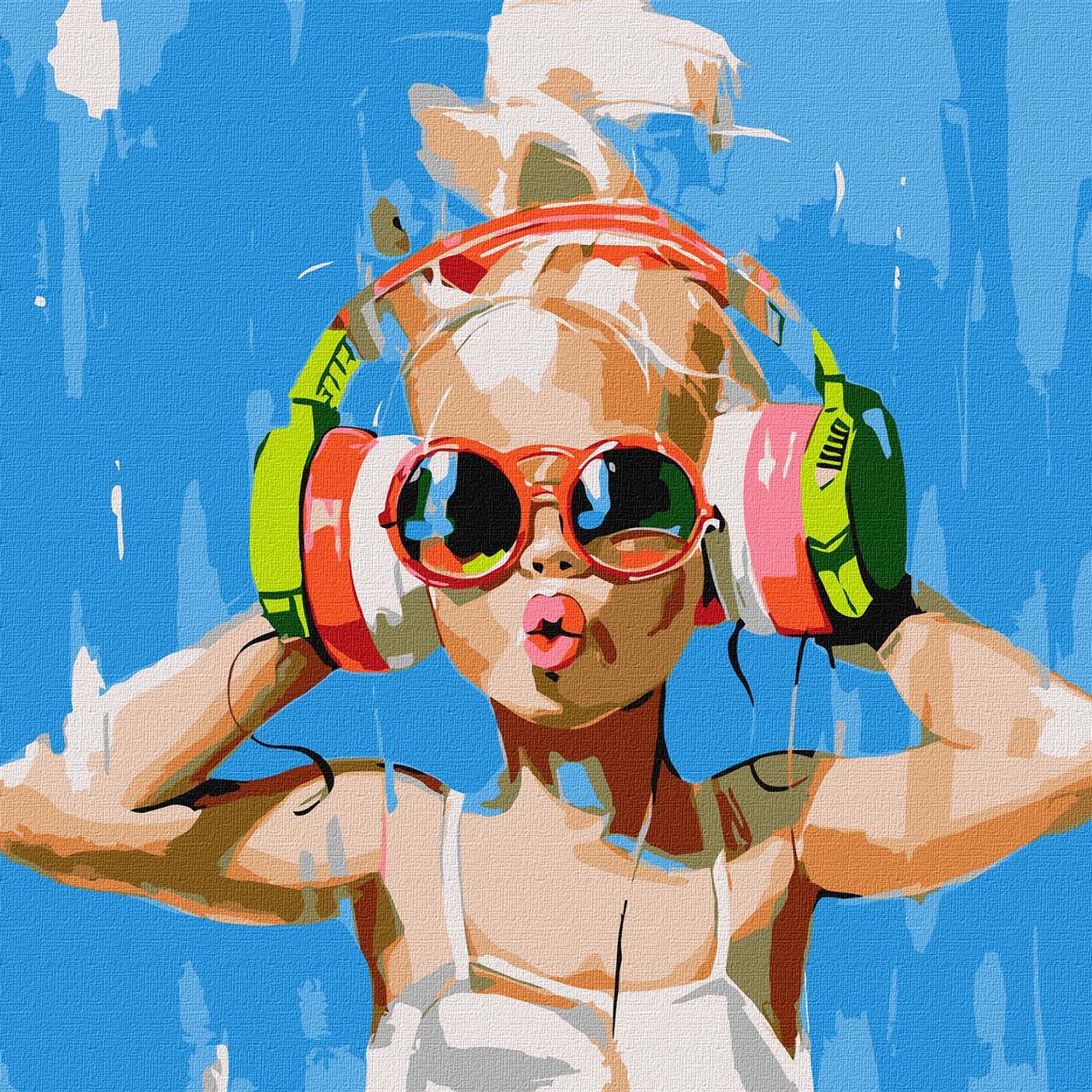 Картина за номерами Для дітей. Дівчина в навушниках 50*50 см Ідейка KHO 8545, фото 1