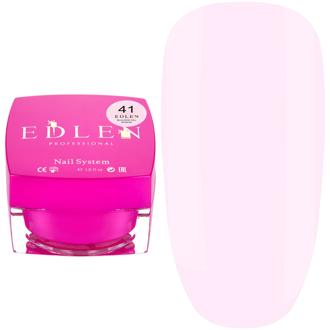 Гель для нарощування EDLEN Builder gel BUTTERFLY No41, 30 мл рожевий