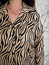 Піжама жіноча ШОВКОВА БРЮКИ ПАЛАЦО ТА СОРОЧКА S-3XL ЗЕБРА КАПУЧІНО 915, фото 8