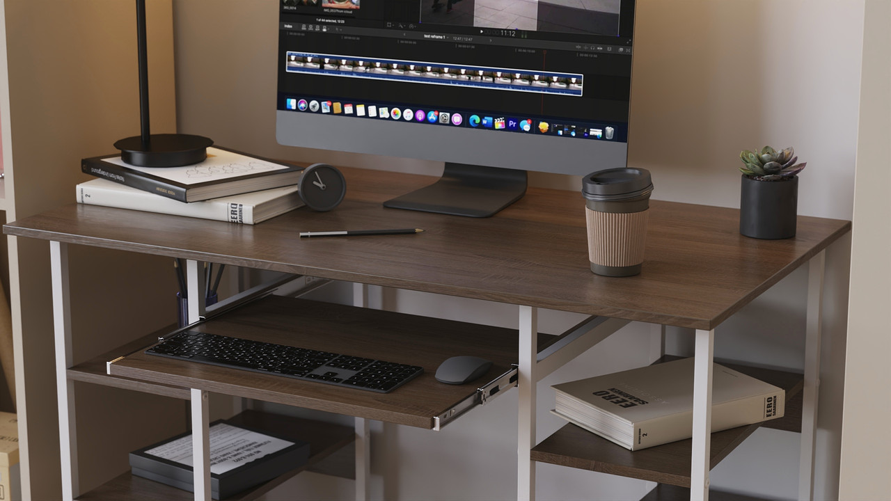 Комп'ютерний стіл Ferrum-decor Тім 75x140x60 білий ДСП Дуб Сонома Труфель 16мм (FRD-102300), фото 1