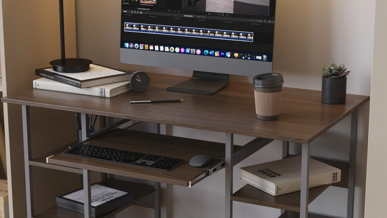 Комп'ютерний стіл Ferrum-decor Тім 75x140x60 сірий ДСП Дуб Сонома Труфель 16мм (FRD-102470), фото 1