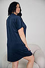 Домашня сукня ВЕЛЮРОВА З КОРОТКИМ РУКАВОМ 2XL-5XL СИНІЙ/ЧОРНИЙ 212, фото 3