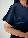 Домашня сукня ВЕЛЮРОВА З КОРОТКИМ РУКАВОМ 2XL-5XL СИНІЙ/ЧОРНИЙ 212, фото 6