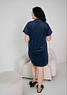Домашня сукня ВЕЛЮРОВА З КОРОТКИМ РУКАВОМ 2XL-5XL СИНІЙ/ЧОРНИЙ 212, фото 5