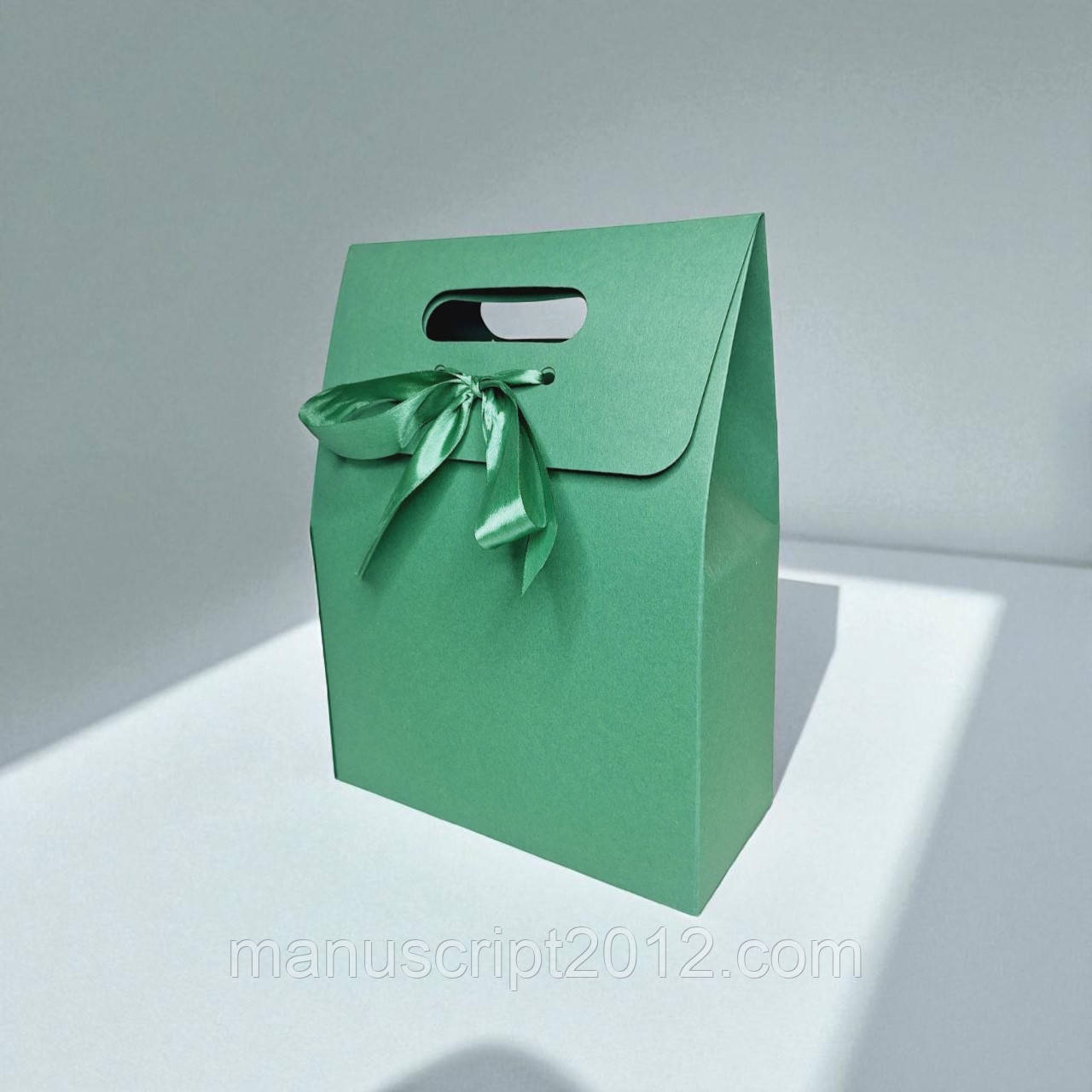 Пакет подарунковий картонний (220х100х300мм.) зелений