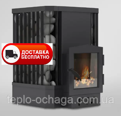 Піч для сауни Ребро 30 м3 без виносу зі склом 305*305, фото 1