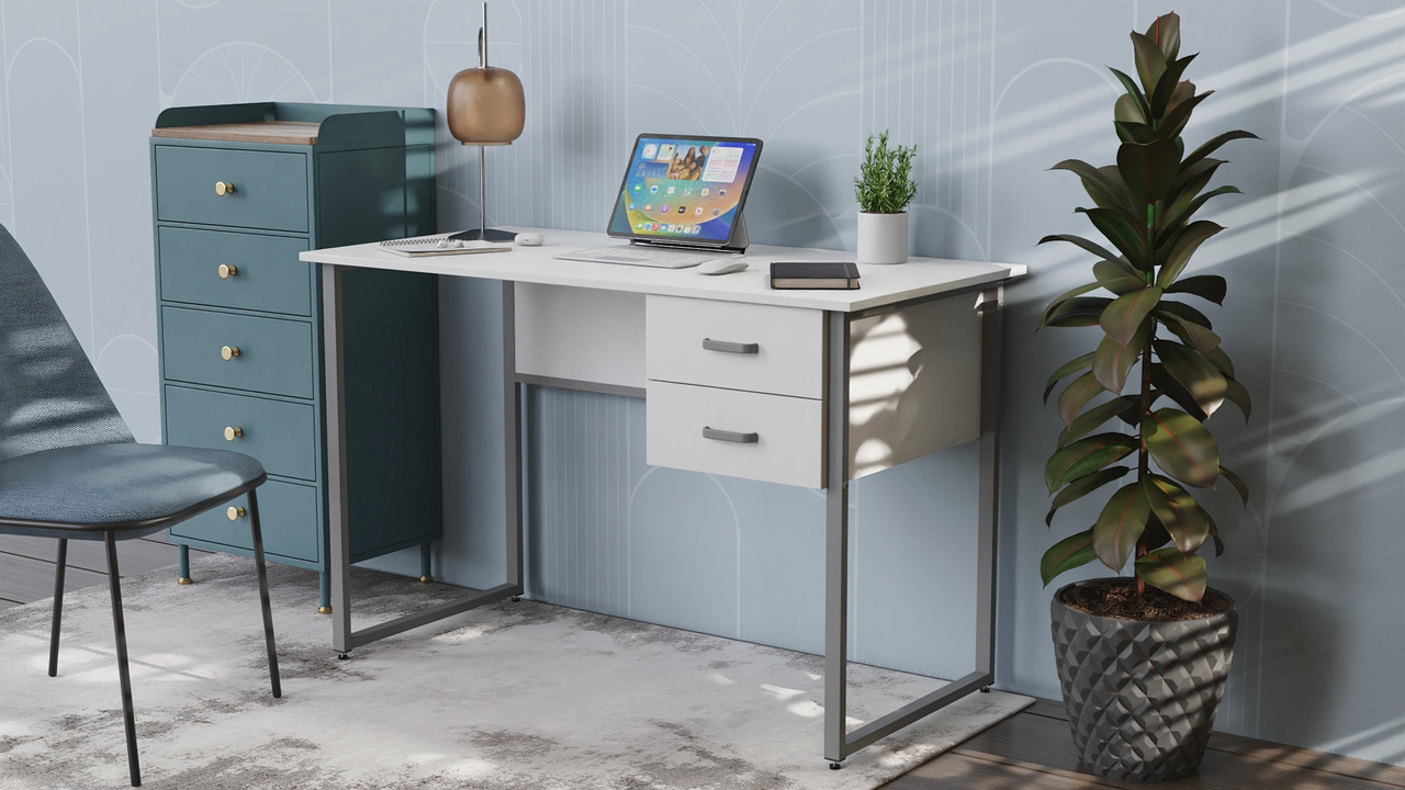 Комп'ютерний стіл Ferrum-decor Таккота 75x140x60 сірий ДСП Білий 16мм (FRD-102320), фото 1