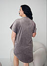 Домашня сукня ВЕЛЮРОВА З КОРОТКИМ РУКАВОМ 2XL-5XL СІРИЙ 212, фото 7
