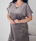 Домашня сукня ВЕЛЮРОВА З КОРОТКИМ РУКАВОМ 2XL-5XL СІРИЙ 212, фото 9