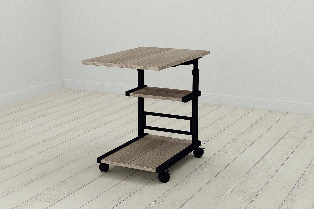 Стіл приставний Ferrum-decor Адан 62x40x60 метал Чорний ДСП Дуб Дуб Сонома Трюфель 16мм (FRD-102488), фото 1