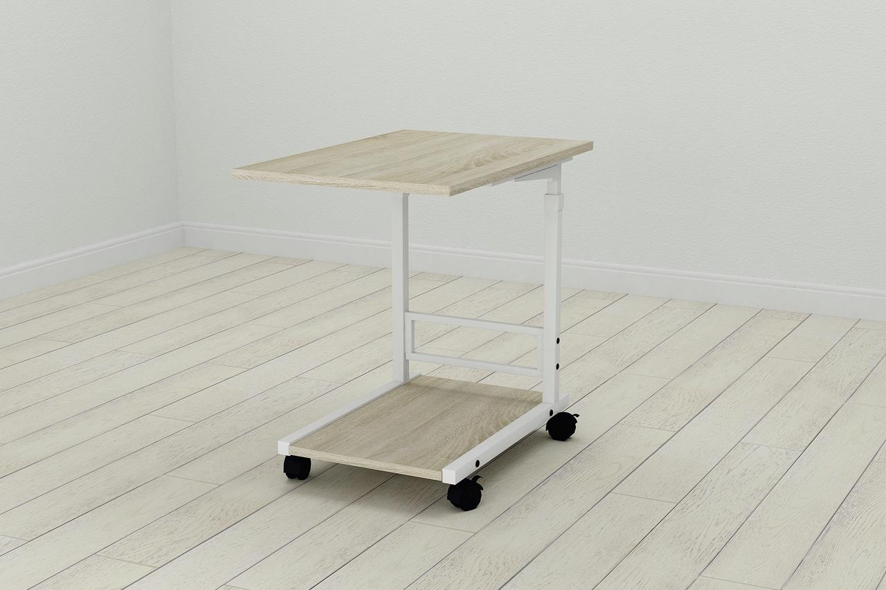 Стіл приставний Ferrum-decor Френу 62x40x60 метал Білий ДСП Дуб Сонома 16мм (FRD-102515), фото 1