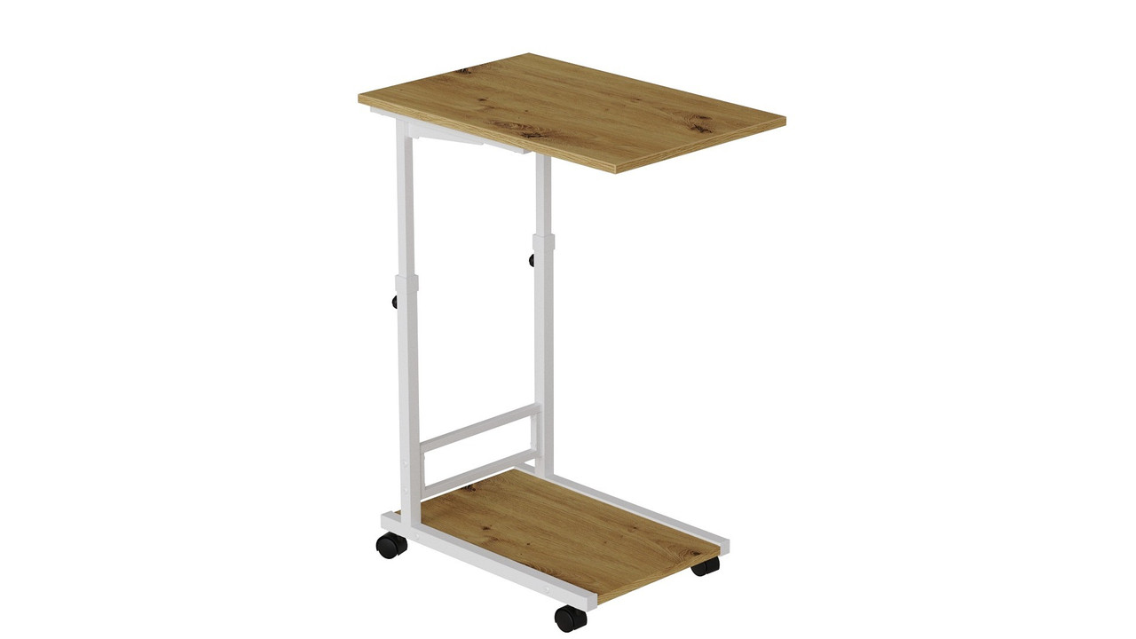 Стіл приставний Ferrum-decor Френу 62x40x60 метал Білий ДСП Дуб Артізан 16мм (FRD-102517), фото 1