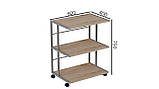Етажерка на коліщатках Каміло 75x40x60 метал Сірий ДСП Дуб Сан-Марино 16мм FRD-102548, фото 4