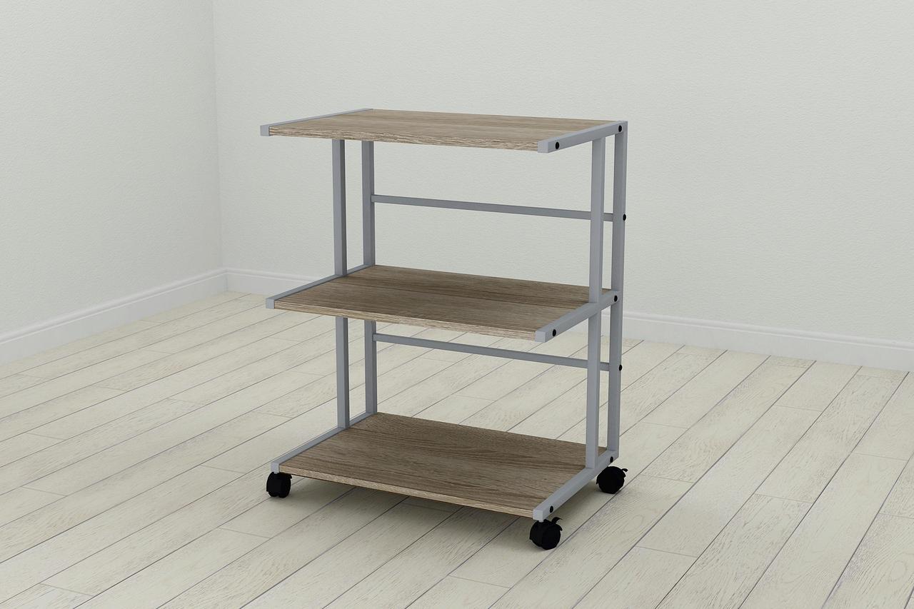 Етажерка на коліщатках Ferrum-decor Каміло 75x40x60 метал Сірий ДСП Дуб Сонома Трюфель 16мм (FRD-102551), фото 1