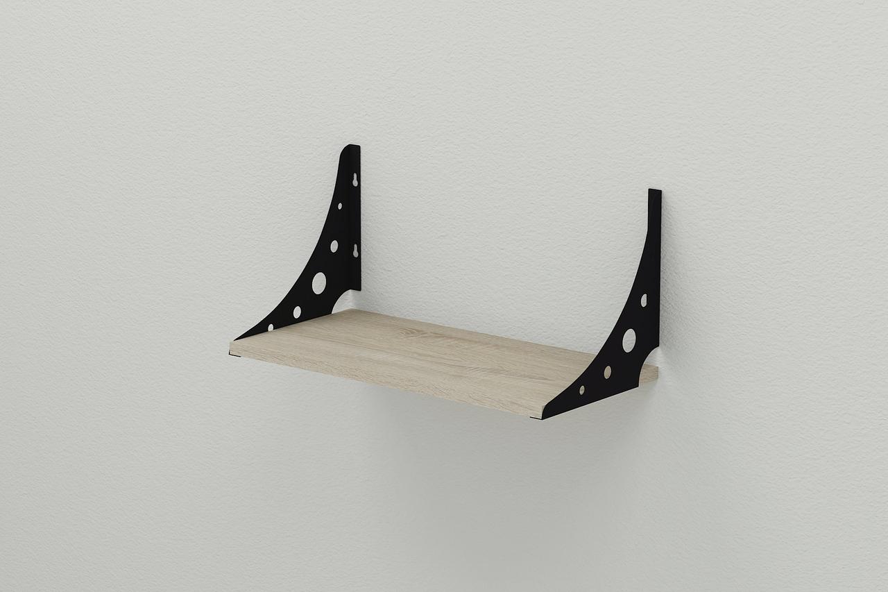 Полиця настінна Ferrum-decor Ханді 2 240x500x240 метал Чорний ДСП Сонома 16 мм (FRD-102557), фото 1