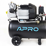 Компресор двоциліндровий Apro OFD-50MX 2.2 кВт 416 л/хв 8бар 50 л (2 крани) + олія 0,2 л (850178), фото 4