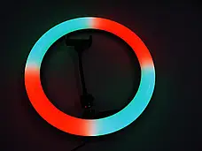Кільцева лед-лампа для студійного освітлення Ring RGB MJ 33 33см з пультом для фото і відео, фото 4